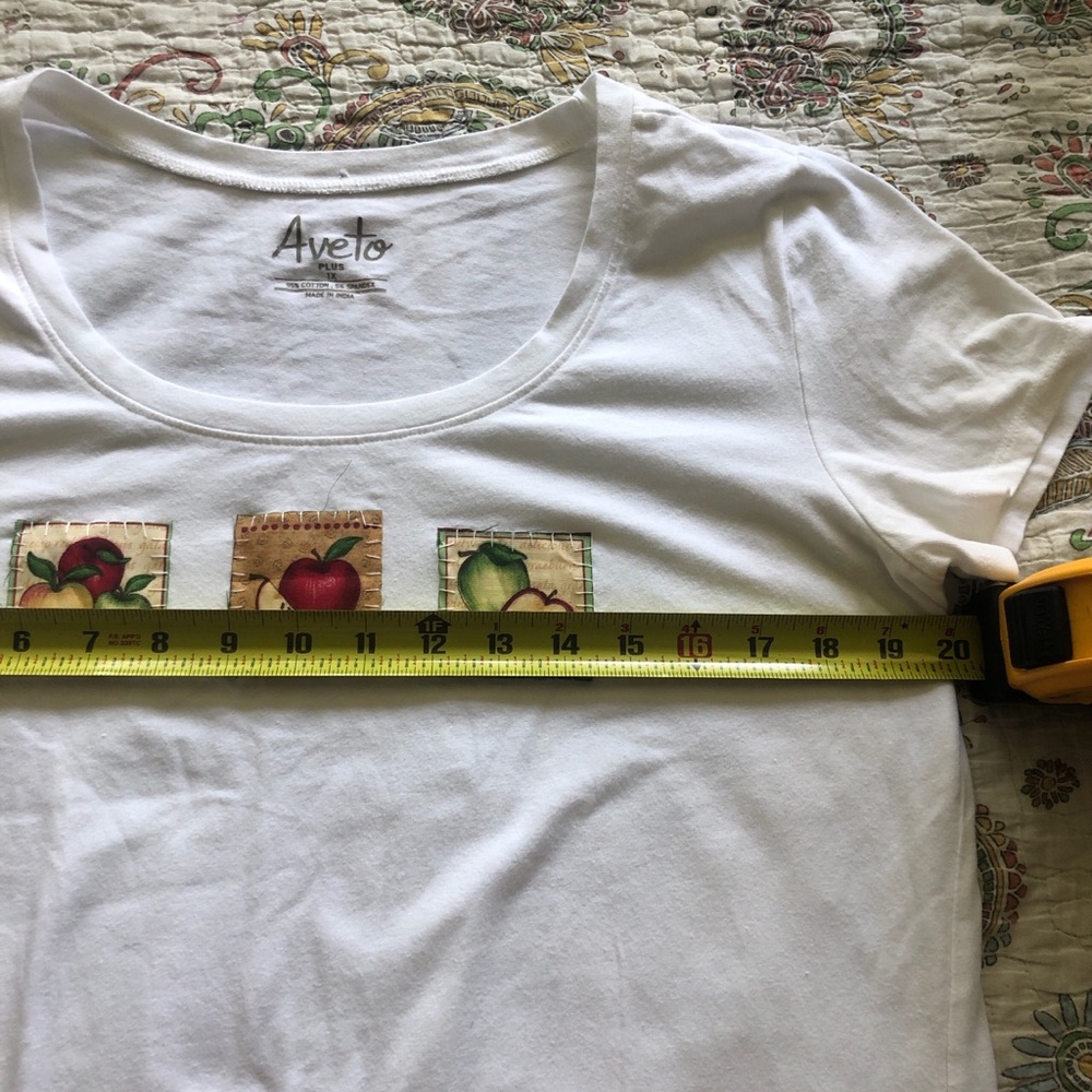 Upcycled Unique Apple Fruit Patch Cotton Basic Tee - image 6